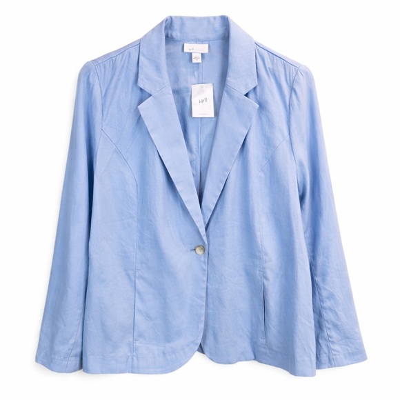 J. Jill Jackets & Blazers - J. Jill Love Linen Blazer M Light Blue Soft Tailored Jacket Pastel Minimalism